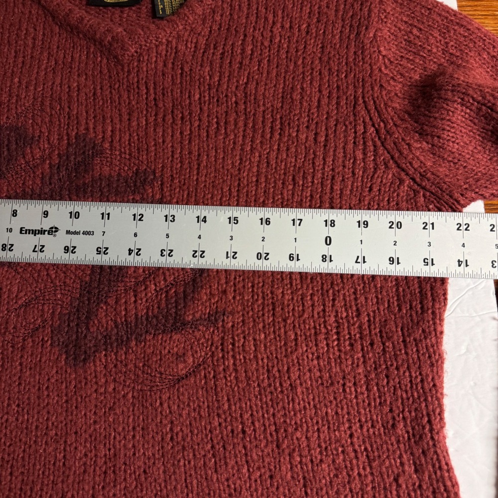 Harley Davidson Womens Burgundy Knit V Neck Sweater Rib bed Size XL wool blend - Picture 5 of 7